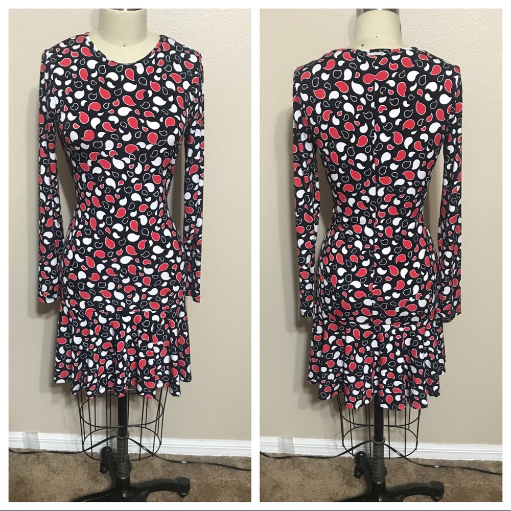 Black red and white dress